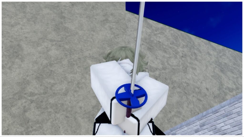 feature image for our what does a wipe do in type soul guide which shows an arrancar player in white attire holding a katana before their face with two hands whilst stood against a tan stone wall