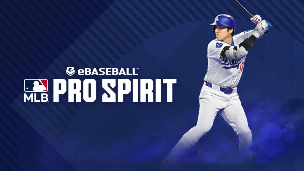 featured image for our news on eBaseball: MLB Pro Spirit mobile. It features a baseball player in a white team uniform. The backdrop is blue with the game's title in white.