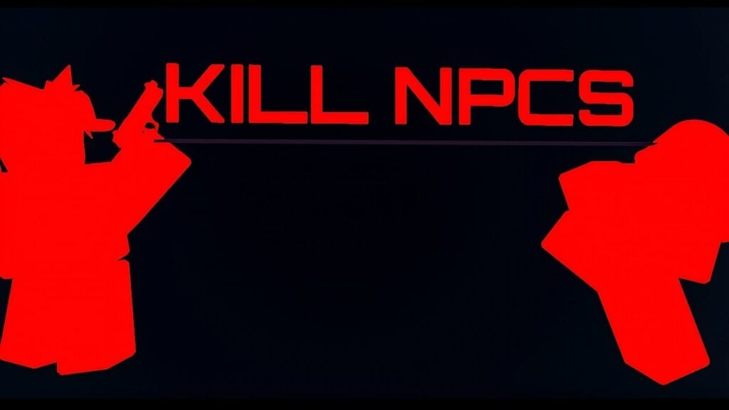 Feature image for our Kill NPCs With DOOM Music codes guide. It shows the game logo where a character silhouetted in red fires at another figure.