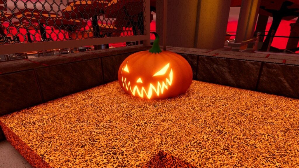 Feature image for our Type Soul Halloween update guide. It shows a Pumpkin Halloween decoration in Karakura Town.