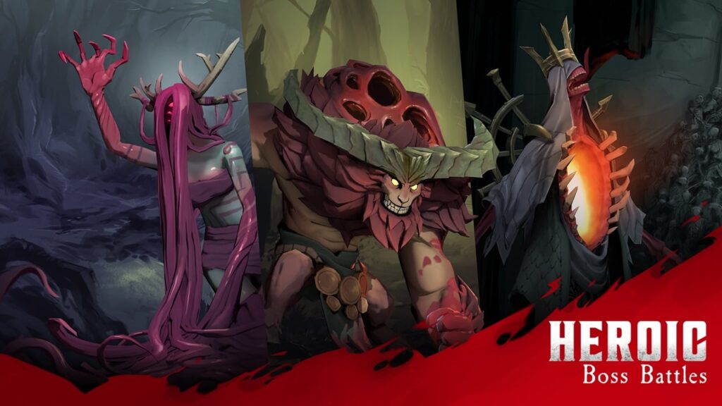 featured image for our news on Grimguard Tactics first update. It features a dungeon where there are weird creatures with long pink hair and horns.