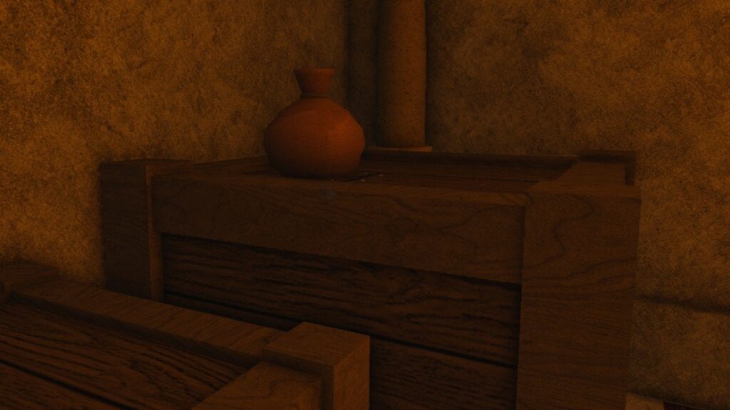 Feature image for our Hollowed Potions guide. It shows a bottle resting on a crate.